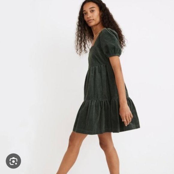 Madewell Corduroy Aidy Square-Neck Tiered Mini Dress - Picture 2 of 3